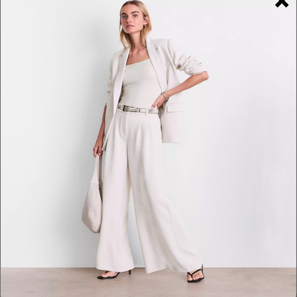 Loft VERSA Crepe Drape Palazzo Pant (white clay)